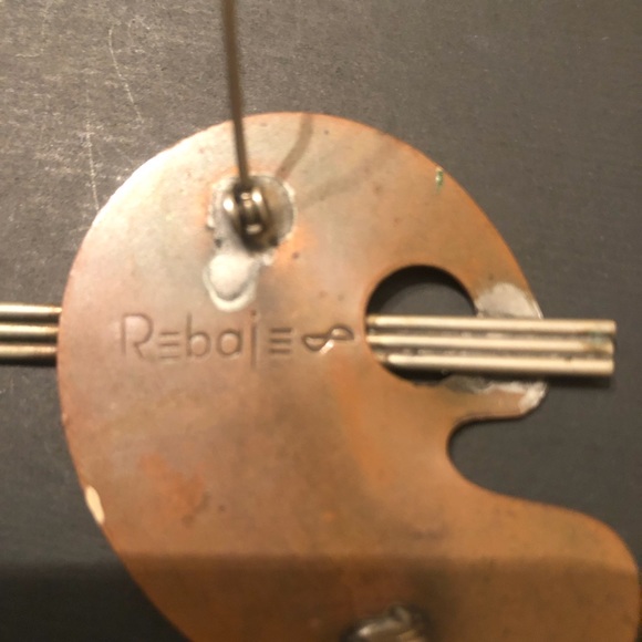 🌸VTG Rebajes Copper Paint Palette Brooch - Picture 5 of 5